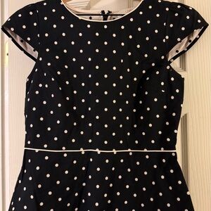 LOFT Black Blouse with Beige Polka Dots